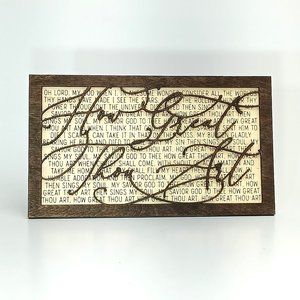 Beautiful "How Great Thou Art" layered art standing table sign.